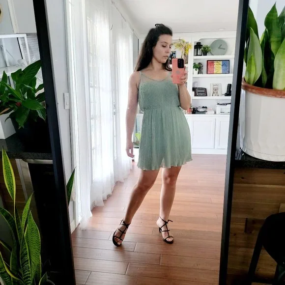 Zara | Dresses | Zara Size Xs Mint Pleated Mini Dress | Poshmark